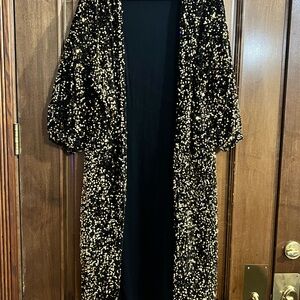 Jennifer Grace Black and Gold Cocoon Jacket